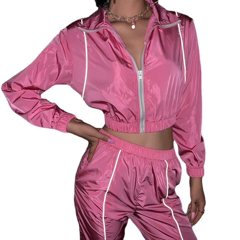 Damen Sportliches Trainingsset mit reflektierenden Details und elastischem Bund Stalluxe