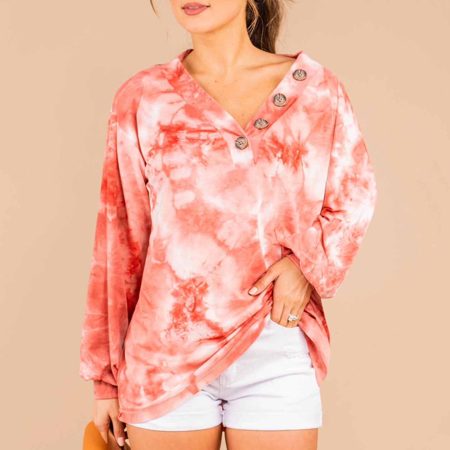 Damen lässiger Oversized-Pullover mit Knopfleiste Stalluxe