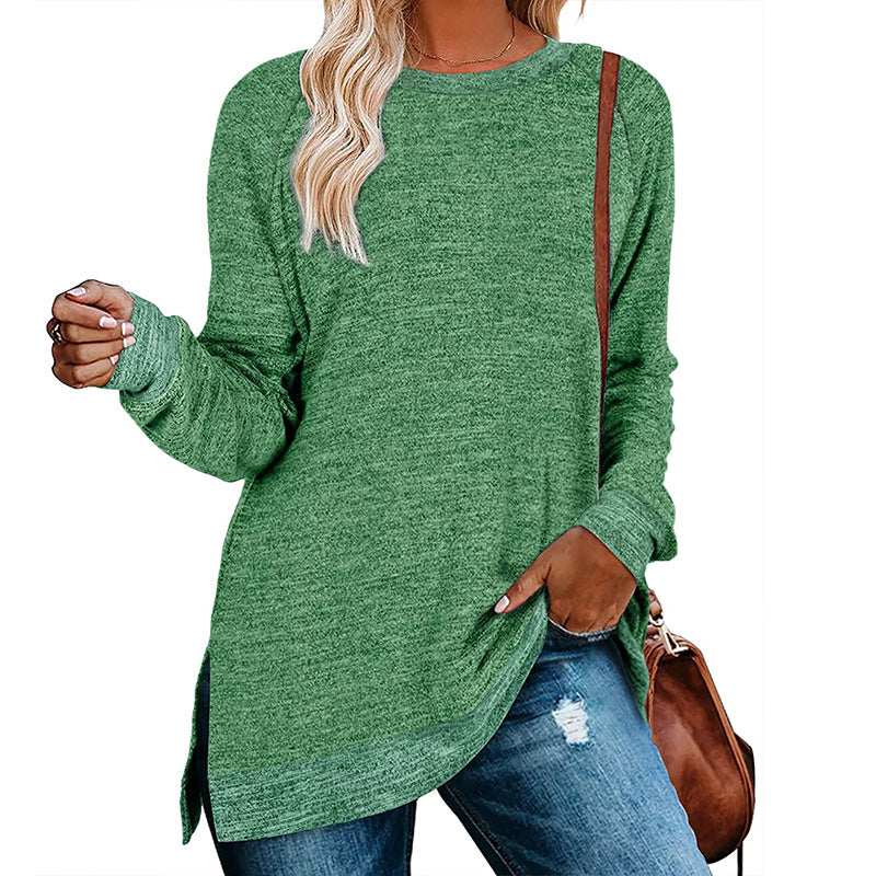 Damen lässiges Oversized Langarmshirt mit abgesetztem Saum Stalluxe