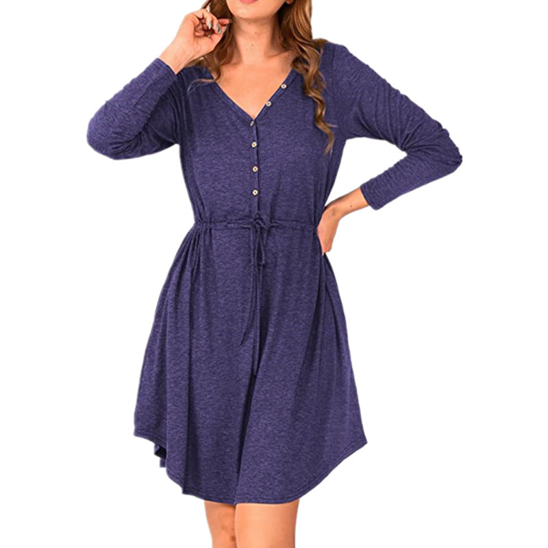Damen lässiges Wickelkleid mit Knopfdetails und Taillenzug Stalluxe
