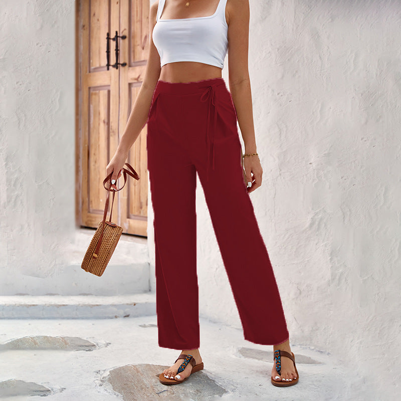 Damen Elegante und bequeme Weitleg-Hose mit Bindeband Stalluxe