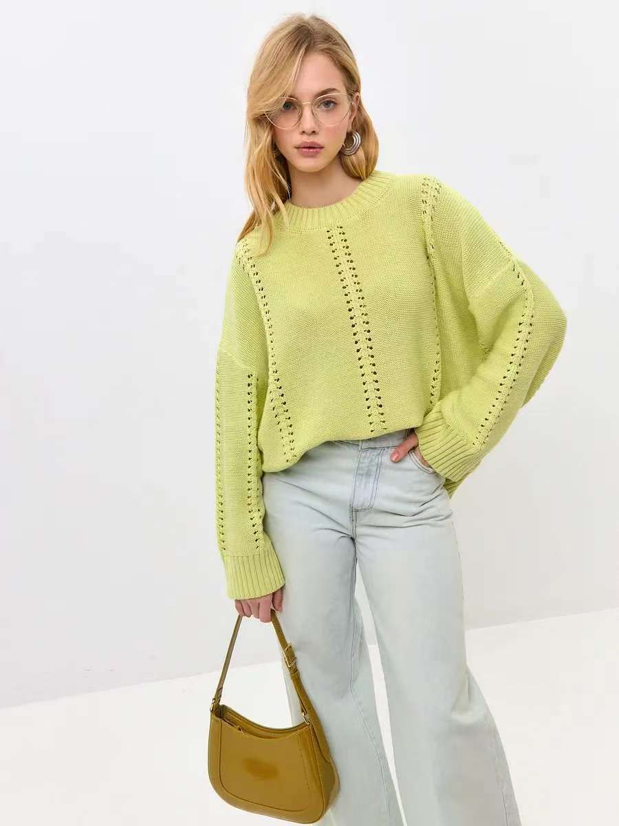 Damen Grober Strickpullover mit eleganter Struktur und weitem Schnitt Stalluxe