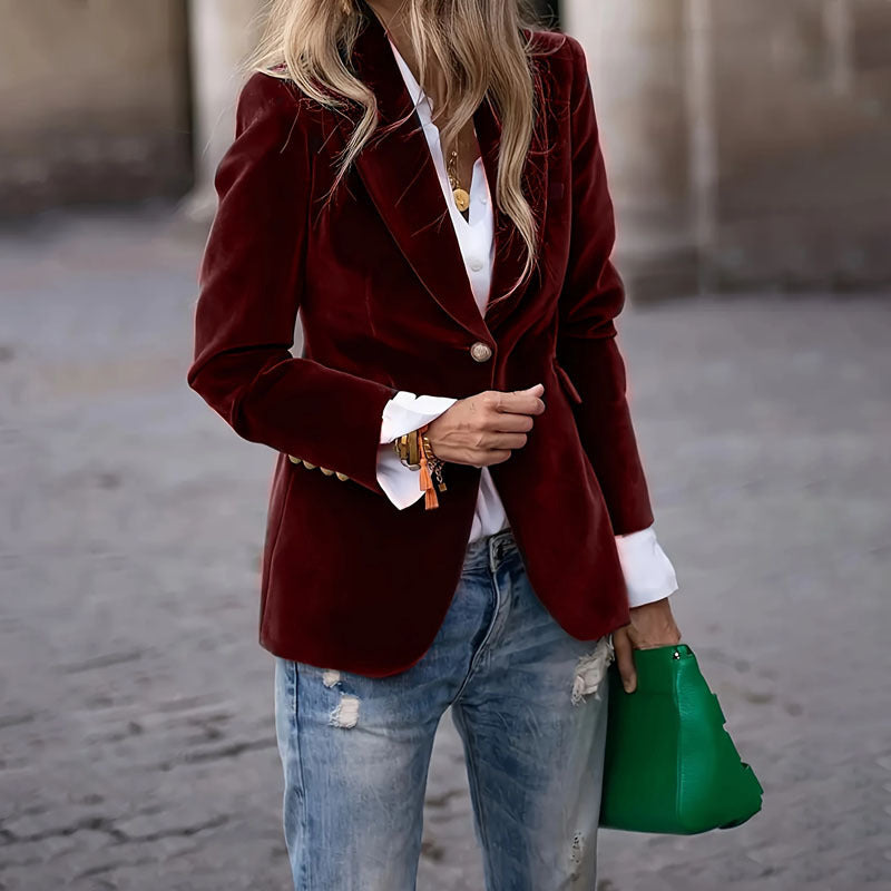Damen Samt Blazer mit einem eleganten Schnitt Stalluxe