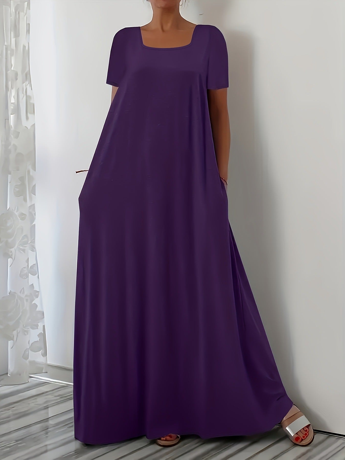 Damen Maxikleid mit weitem Schnitt und praktischen Taschen Stalluxe