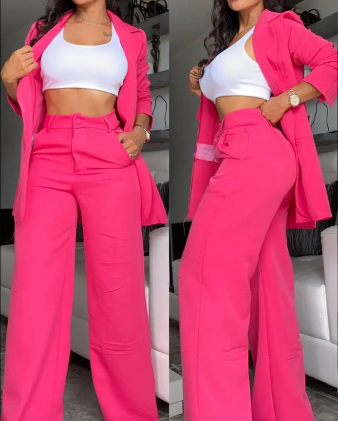 Damen Modernes Blazer-Set mit weiten Hosen und klassischem Schnitt Stalluxe