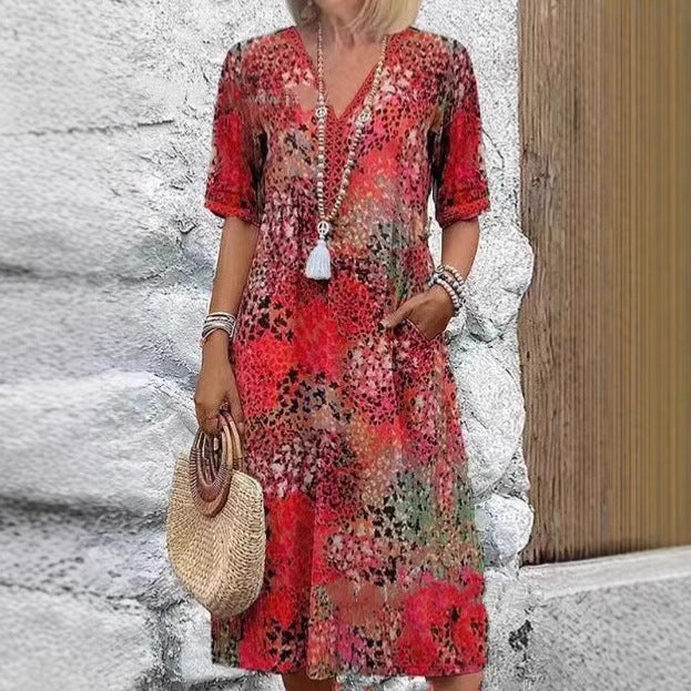 Damen Maxikleid mit ansprechendem floralem Design und praktischen Taschen Stalluxe