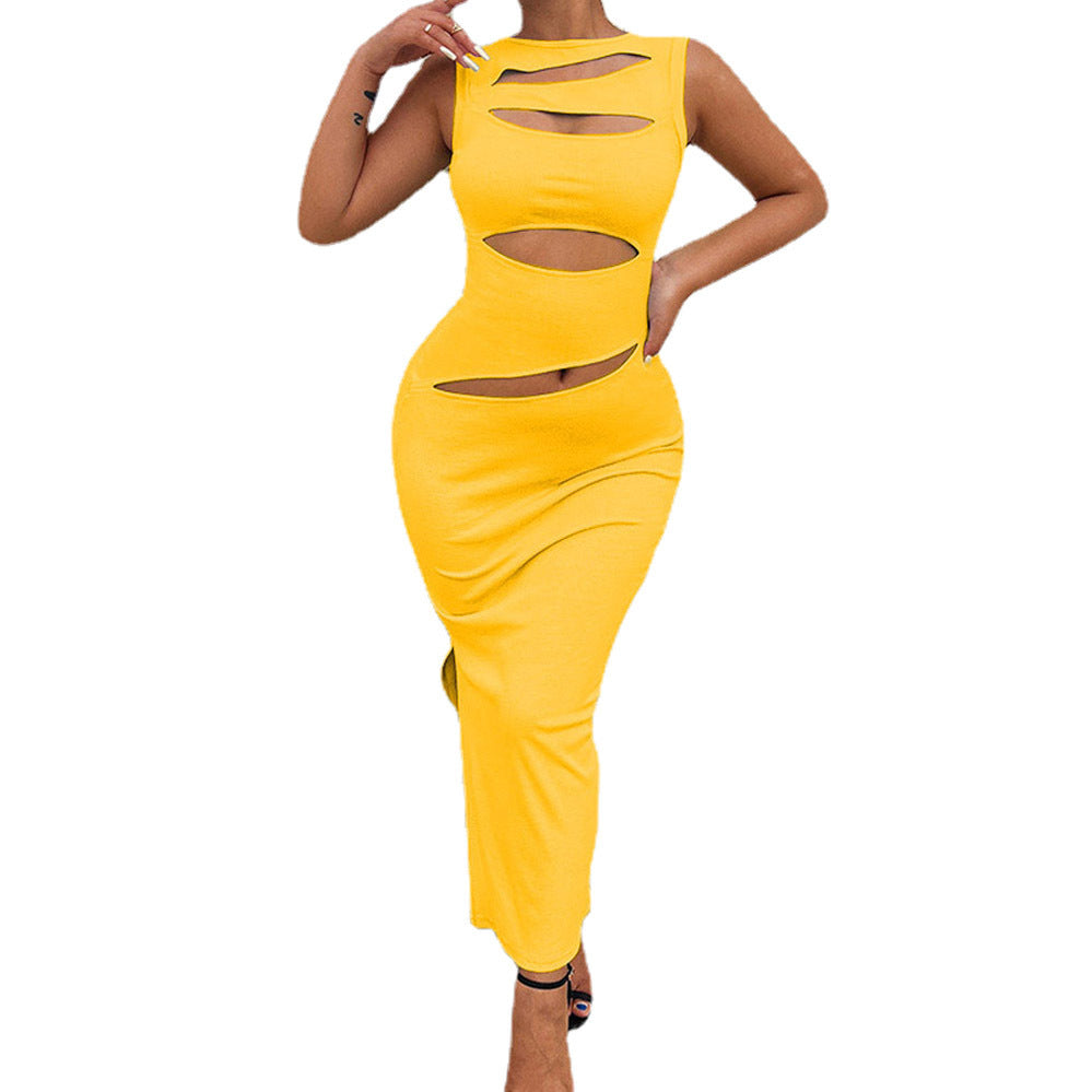 Damen figurbetontes Cut-Out Maxikleid Stalluxe
