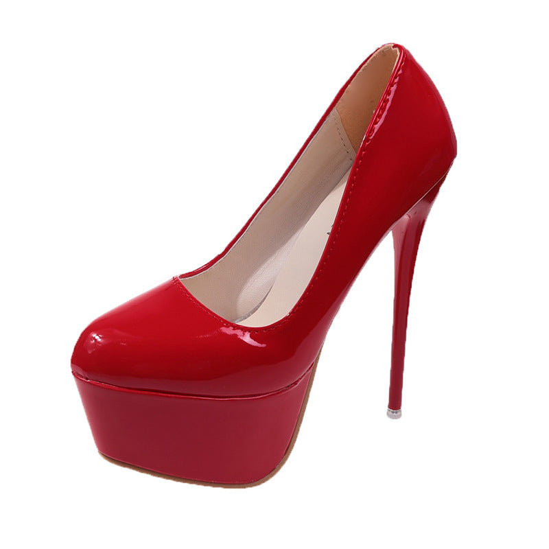 Damen Plateau-Pumps mit glänzendem Obermaterial und hohem Stiletto-Absatz Stalluxe