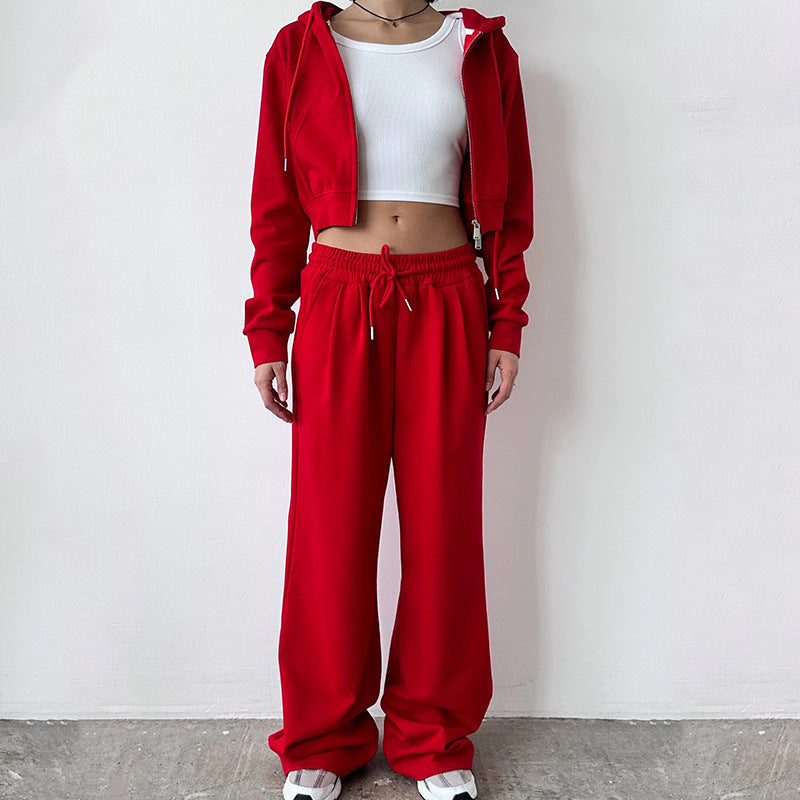 Damen lässiger Cropped Hoodie und entspannte Sweatpants Set Stalluxe