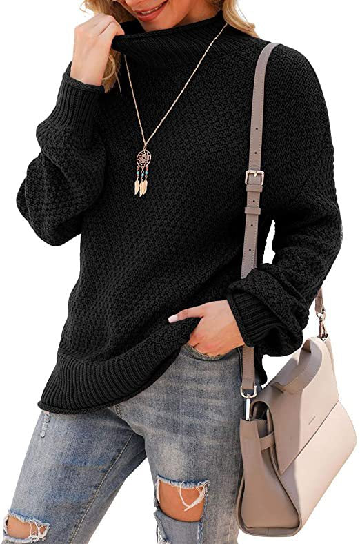 Damen Pullover mit hohem Kragen und strukturiertem Strickmuster Stalluxe