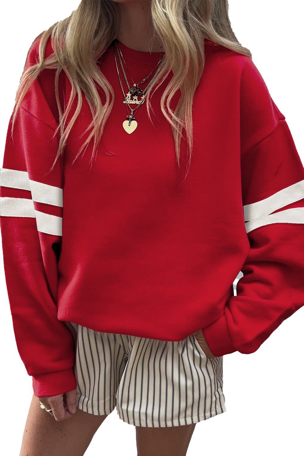 Damen Sportlicher Oversized Pullover mit Streifenakzenten und lässigem Schnitt Stalluxe