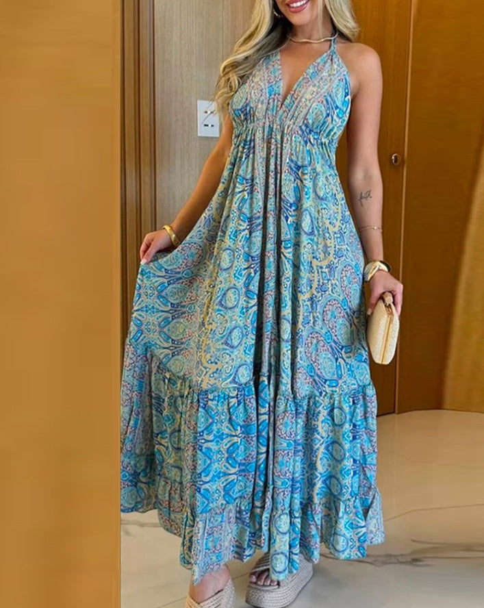 Damen Maxi-Kleid im verspielten Boho-Stil mit Volants und tiefer Taille Stalluxe
