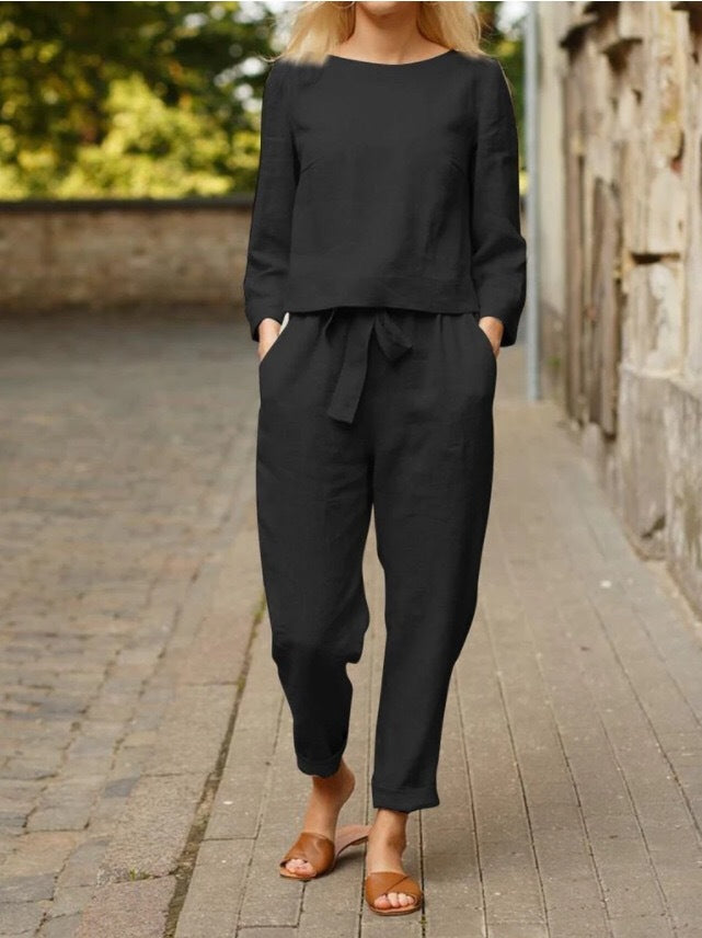 Damen lässiger Leinen-Overall mit lockerer Passform und praktischen Taschen Stalluxe