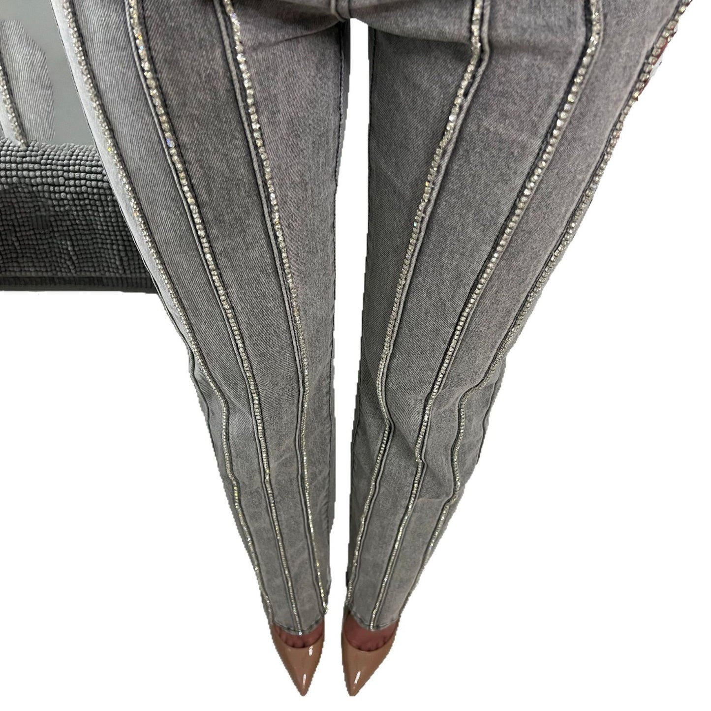 Damen Glamouröse Jeans mit funkelnden Applikationen Stalluxe