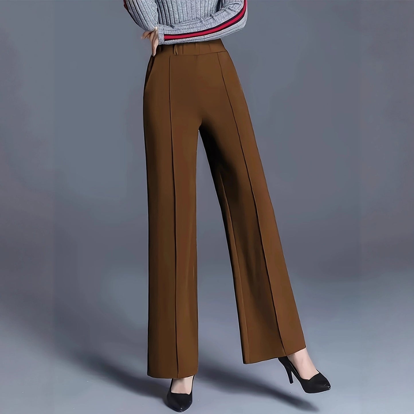 Damen elegante Hochbundhose mit Faltenwurf und dehnbarem Bund Stalluxe