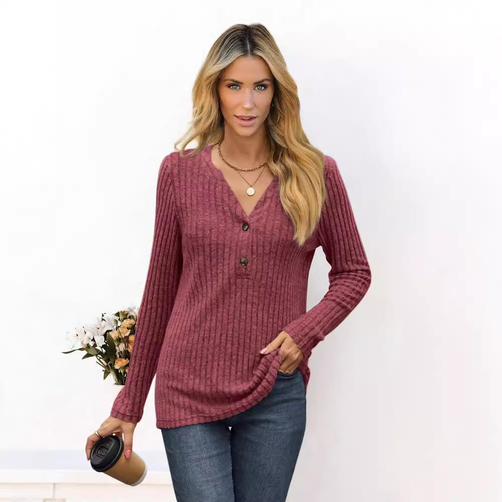 Damen Grobstrickpullover mit V-Ausschnitt und Knopfdetails Stalluxe