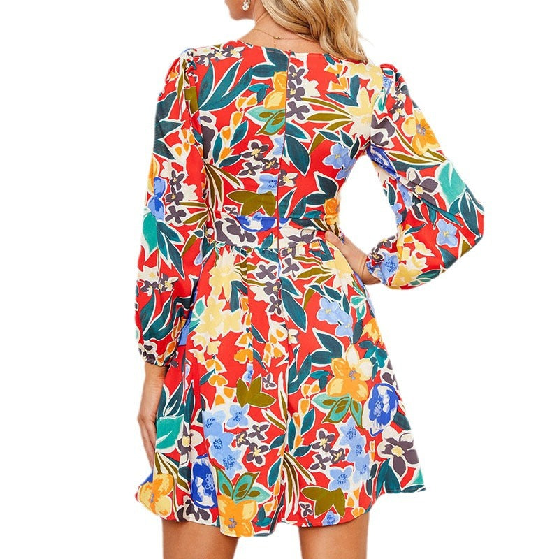 Damen elegantes Maxikleid mit floralem Design und weitem Rock Stalluxe