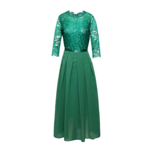 Damen elegantes Abendkleid mit Spitzenoberteil und fließendem Rock Stalluxe