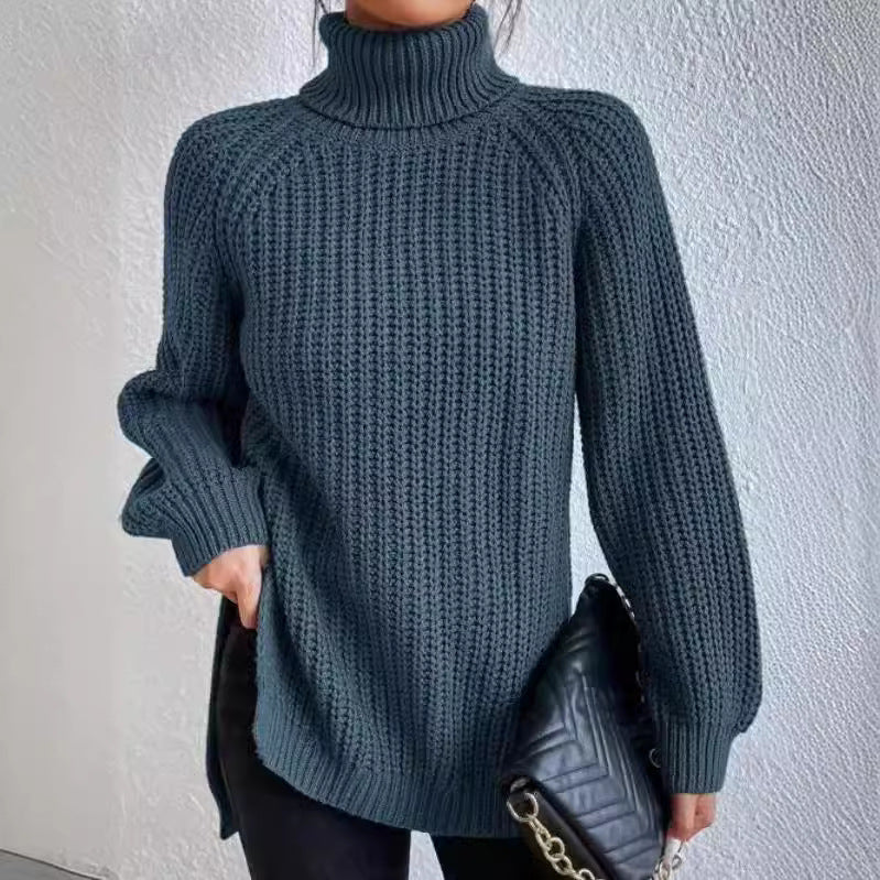 Damen Grobstrickpullover mit hohem Kragen und strukturiertem Muster Stalluxe