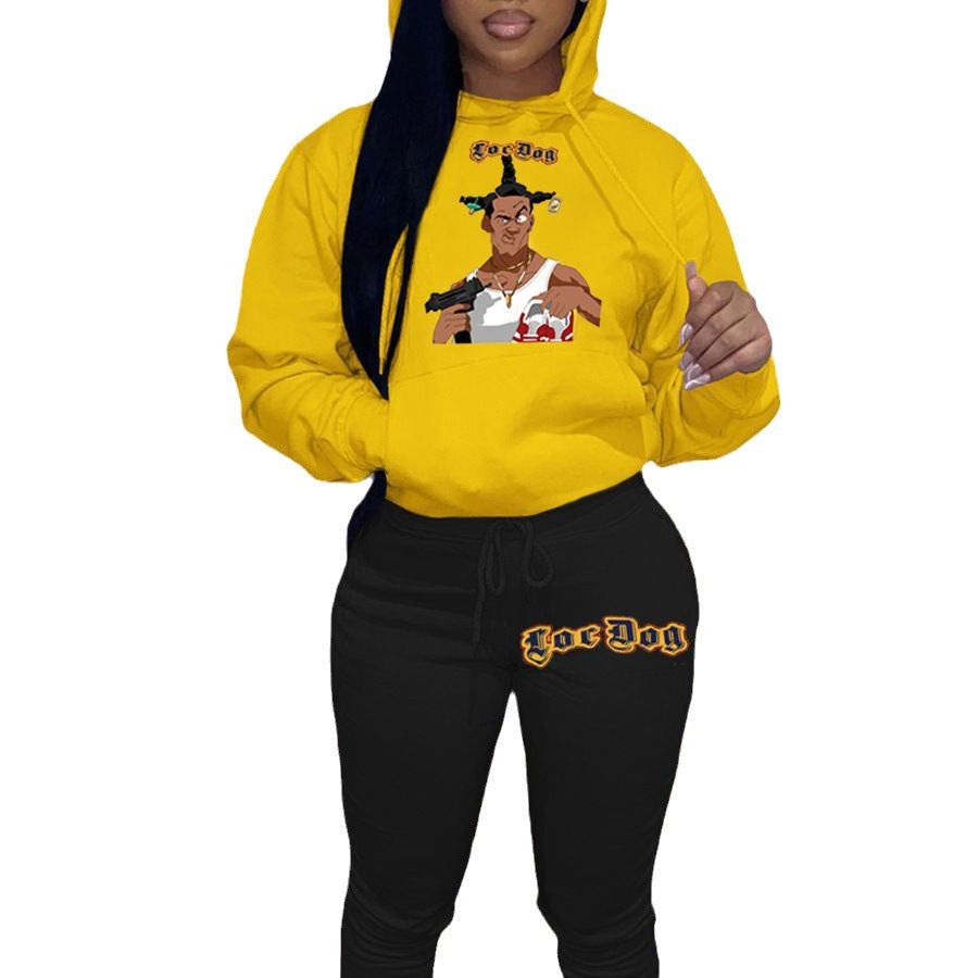Damen Hoodie und Jogginghose Set mit auffälligem Grafikdesign Stalluxe