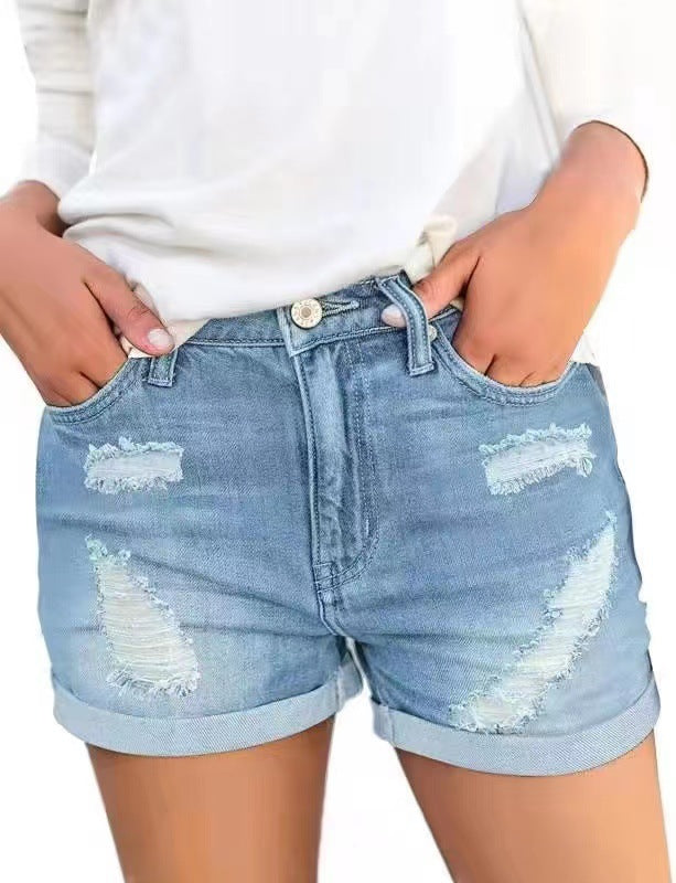 Damen modische Denim-Shorts im Distressed-Look Stalluxe