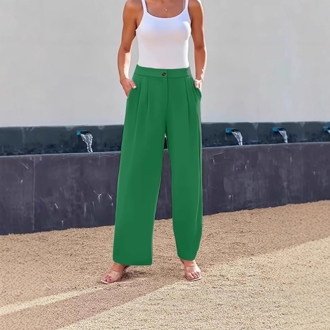 Damen Elegante und lockere High-Waist-Hose mit praktischen Taschen Stalluxe