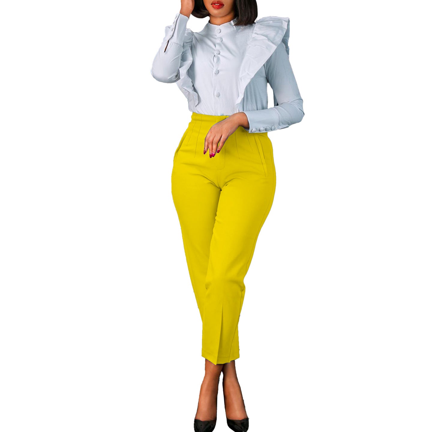 Damen Elegante Bluse mit buntem floralem Design und tailliertem Schnitt Stalluxe