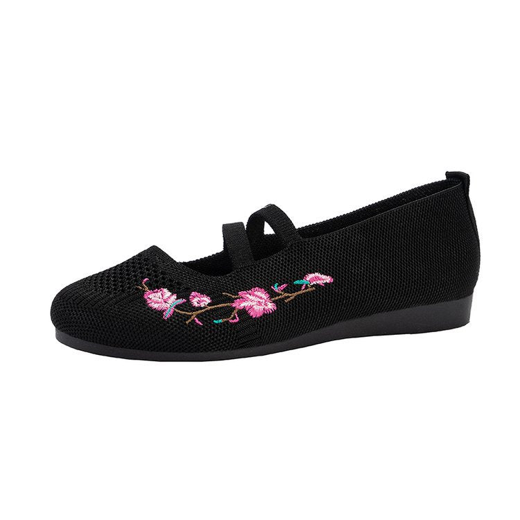 Damen Komfortable Ballerinas mit floralem Stickerei Stalluxe