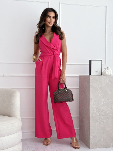 Damen eleganter Jumpsuit mit Wickeldesign und tailliertem Schnitt Stalluxe