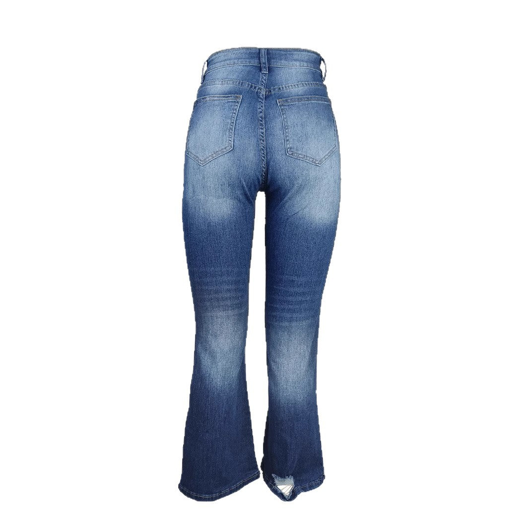 Damen Weit geschnittene Jeans mit Destroyed-Effekten Stalluxe