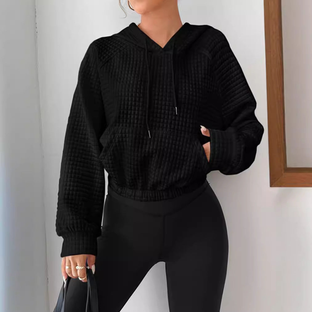 Women's Textured Crop Hoodie Stalluxe