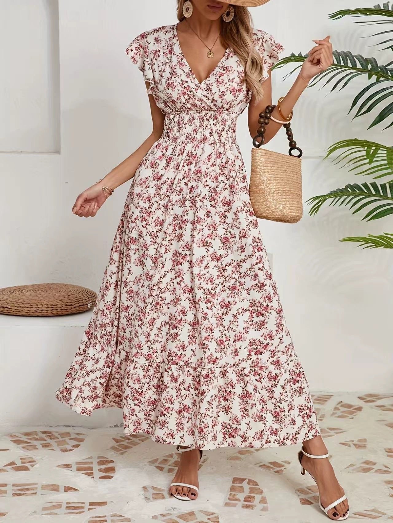 Damen Maxikleid mit floralem Muster Stalluxe