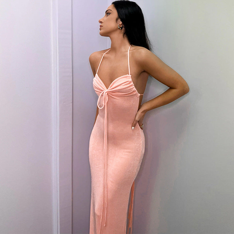 Damen Elegantes Maxikleid mit verstellbaren Trägern und raffiniertem Ausschnitt Stalluxe