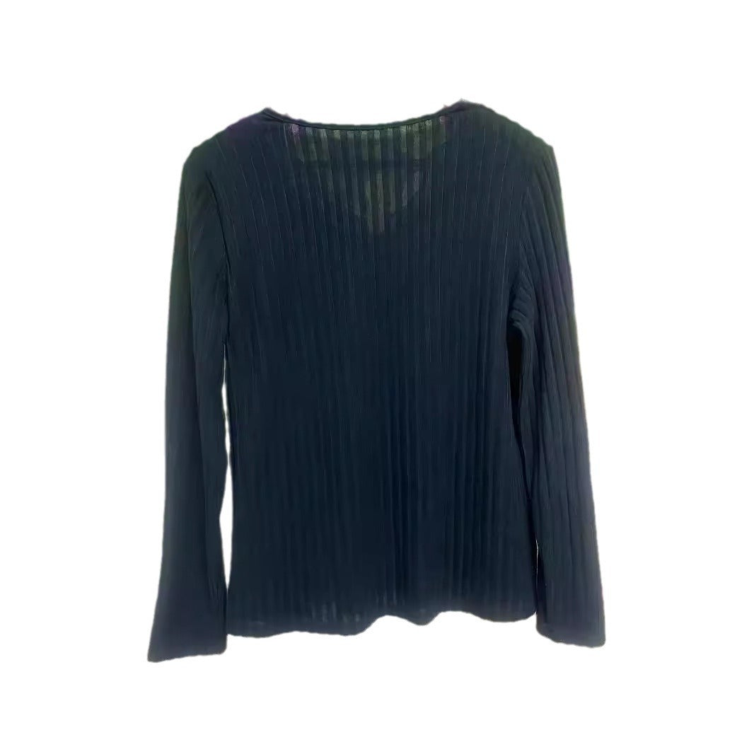 Damen Langarmshirt mit elegantem Spitzenausschnitt und Rippstruktur Stalluxe