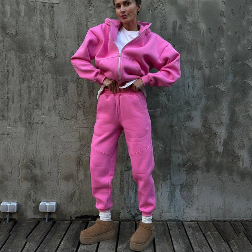 Damen sportlicher Fleece-Jumpsuit mit hohem Kragen und durchgehendem Reißverschluss Stalluxe