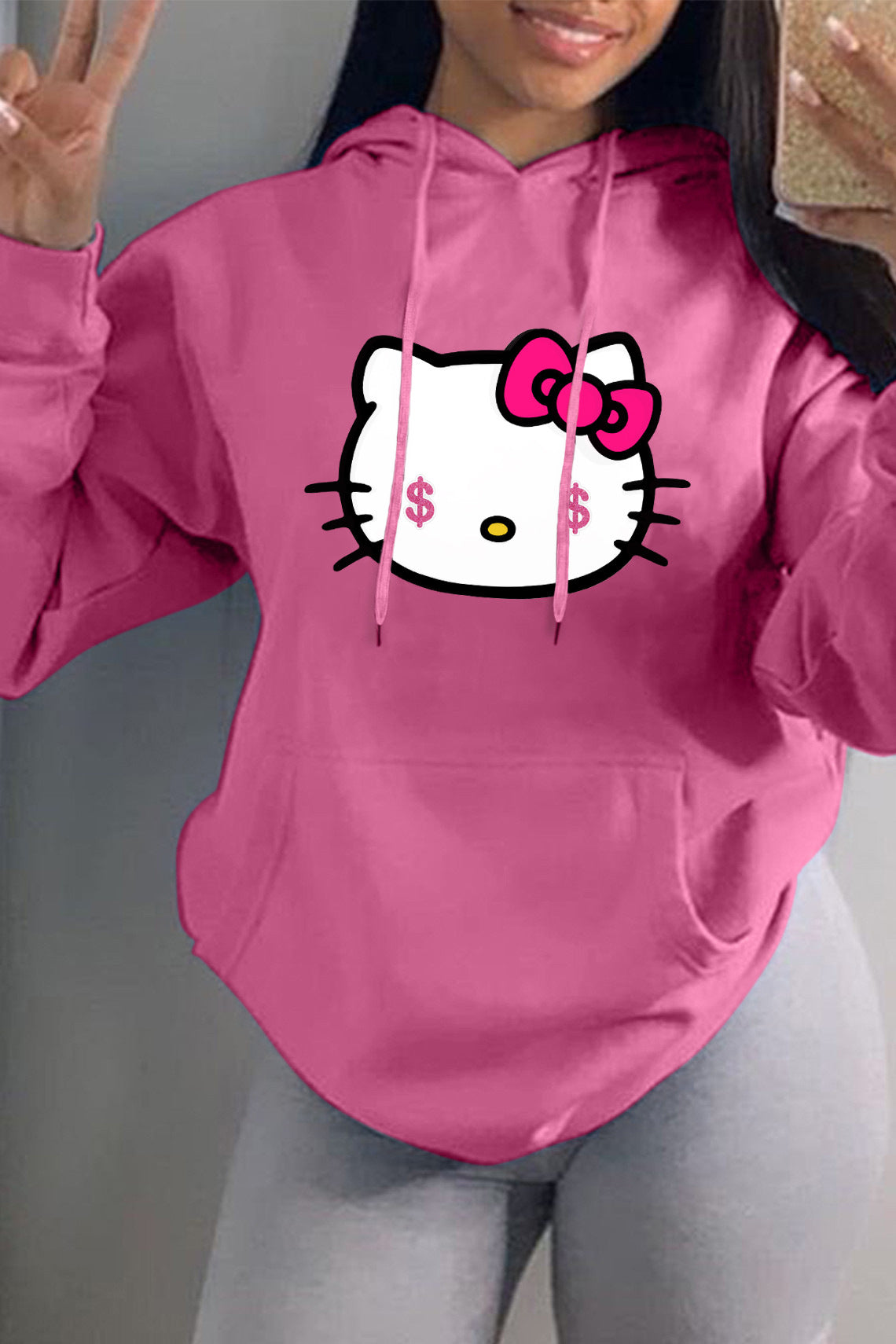 Damen Kapuzenpullover mit kreativem Katzenmotiv Stalluxe