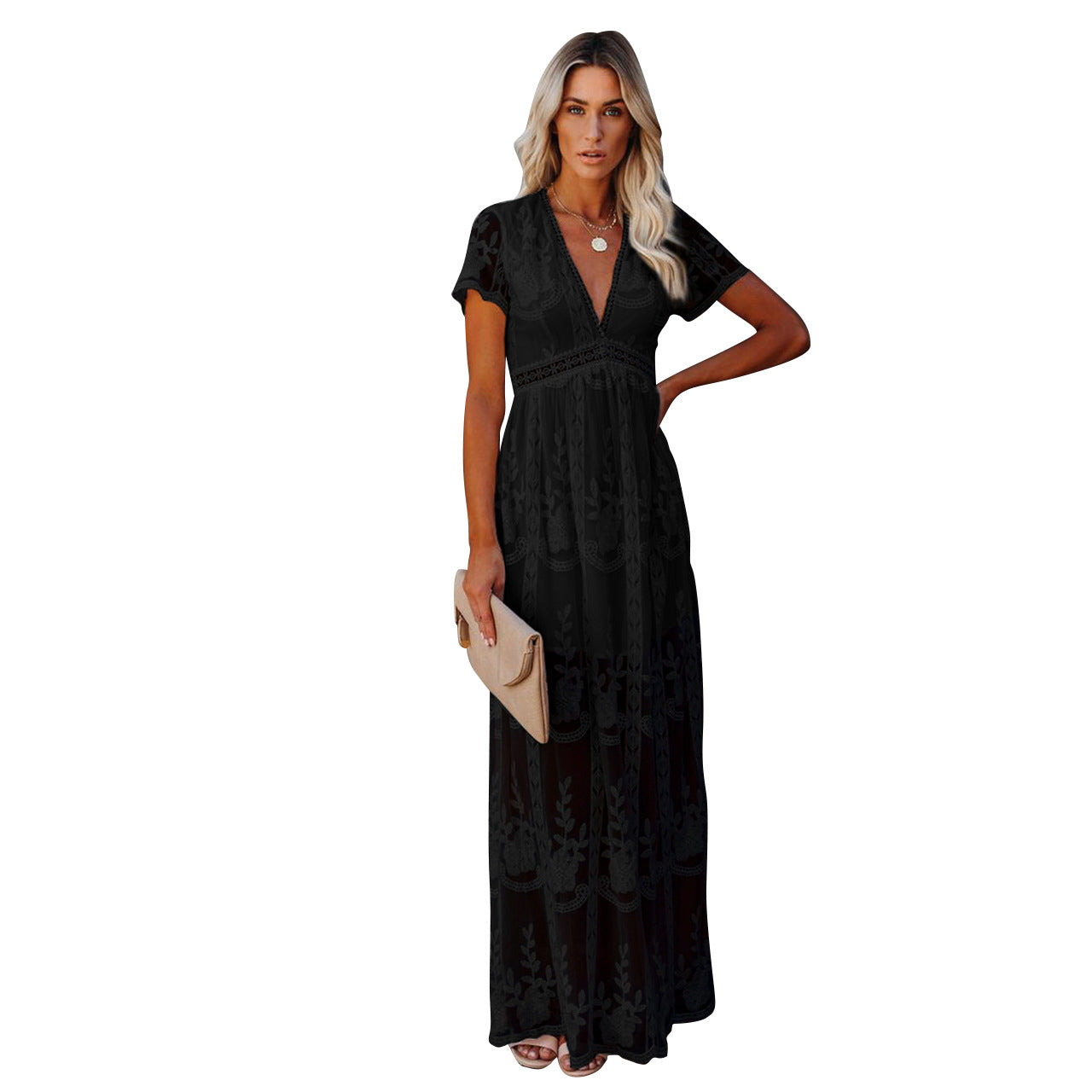 Women's Elegant Embroidered Maxi Dress Stalluxe