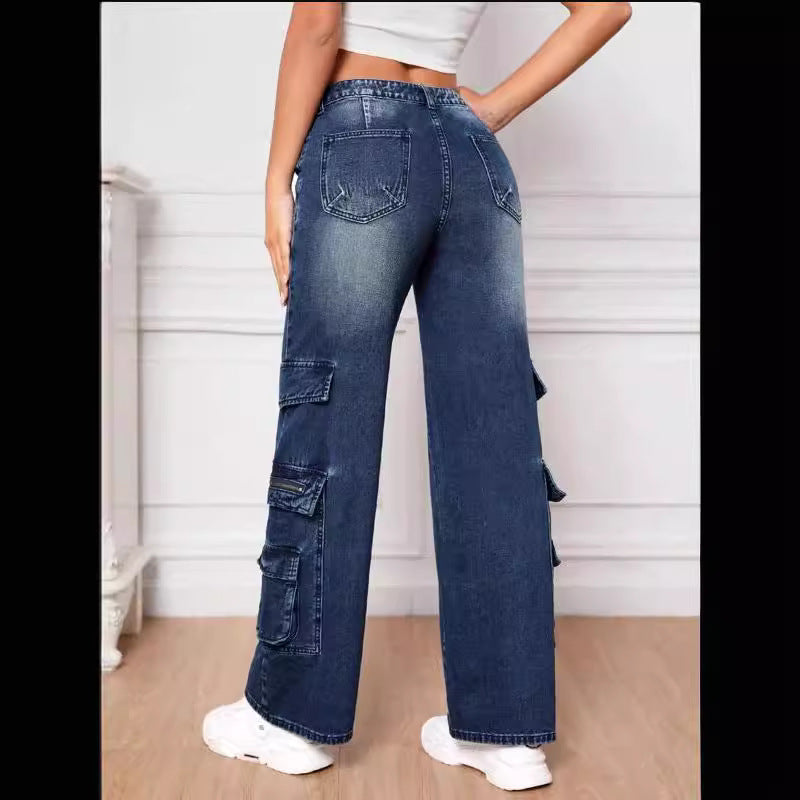 Damen Cargo-Jeans mit weitem Schnitt und praktischen Seitentaschen Stalluxe