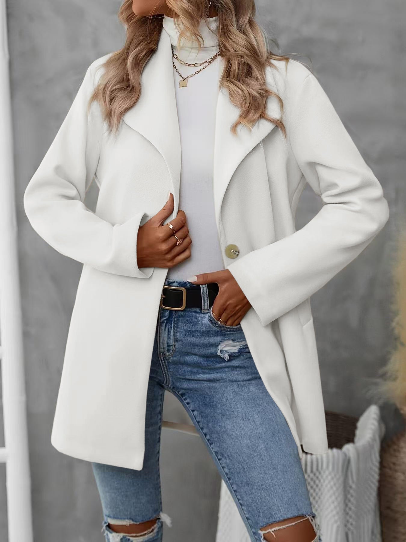 Damen eleganter Longblazer aus hochwertigem Material Stalluxe