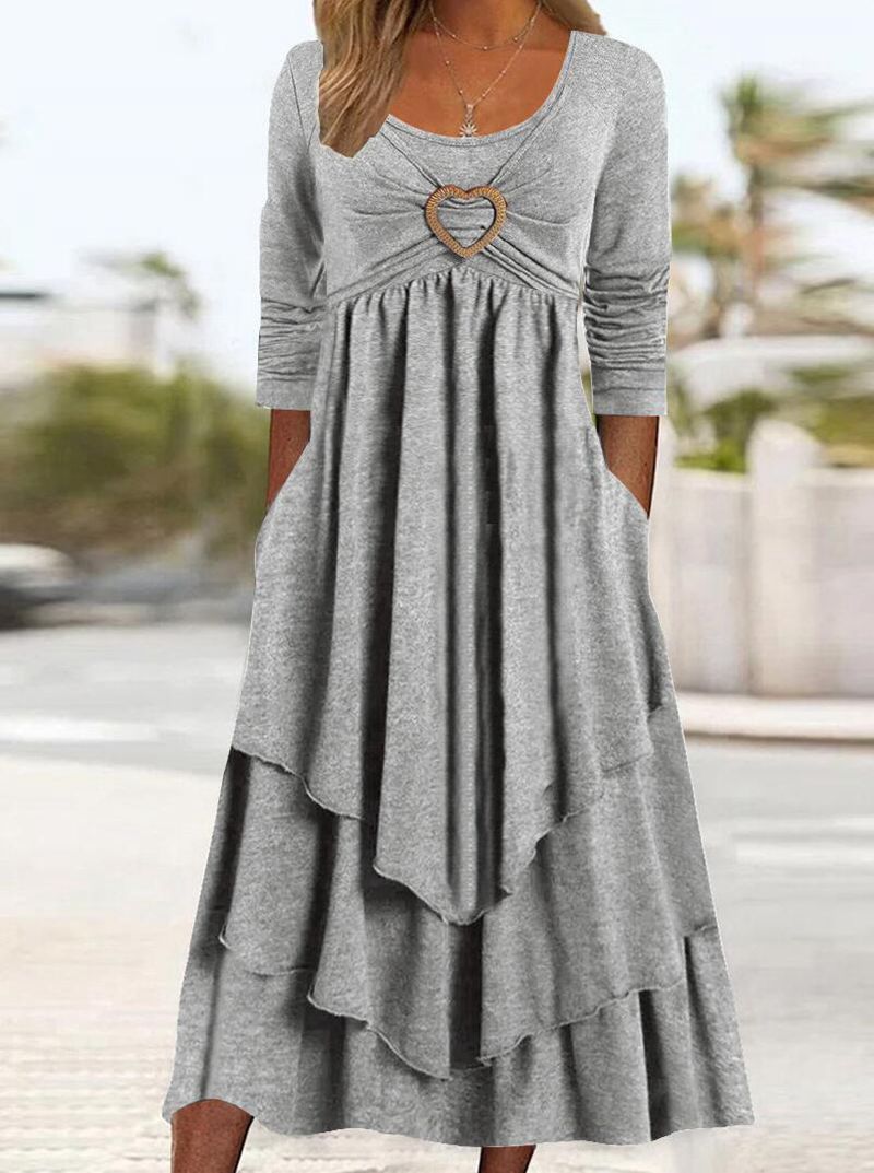 Damen lässiges Maxikleid mit bezauberndem Herzdetail und praktischen Taschen Stalluxe