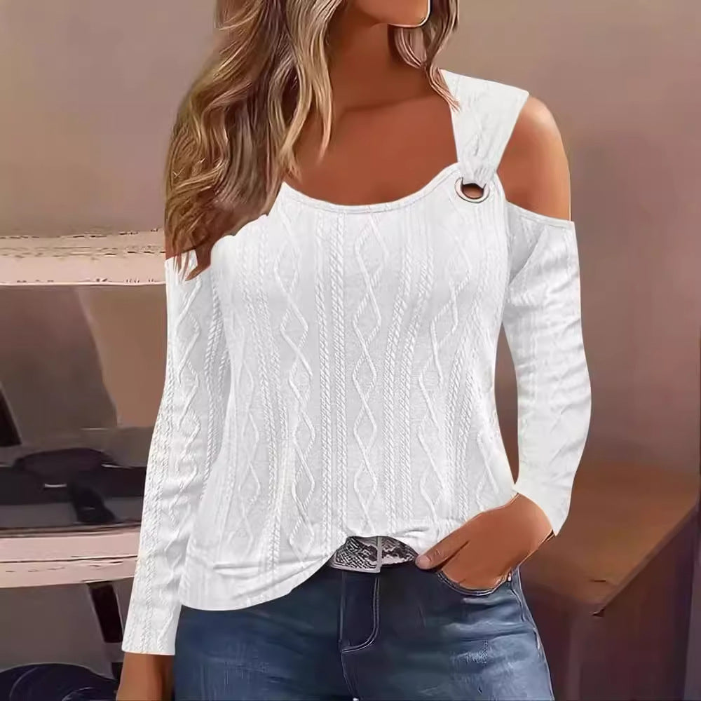 Damen modisches Oberteil mit ausgeschnittenen Schultern und elegantem Ringdetail Stalluxe