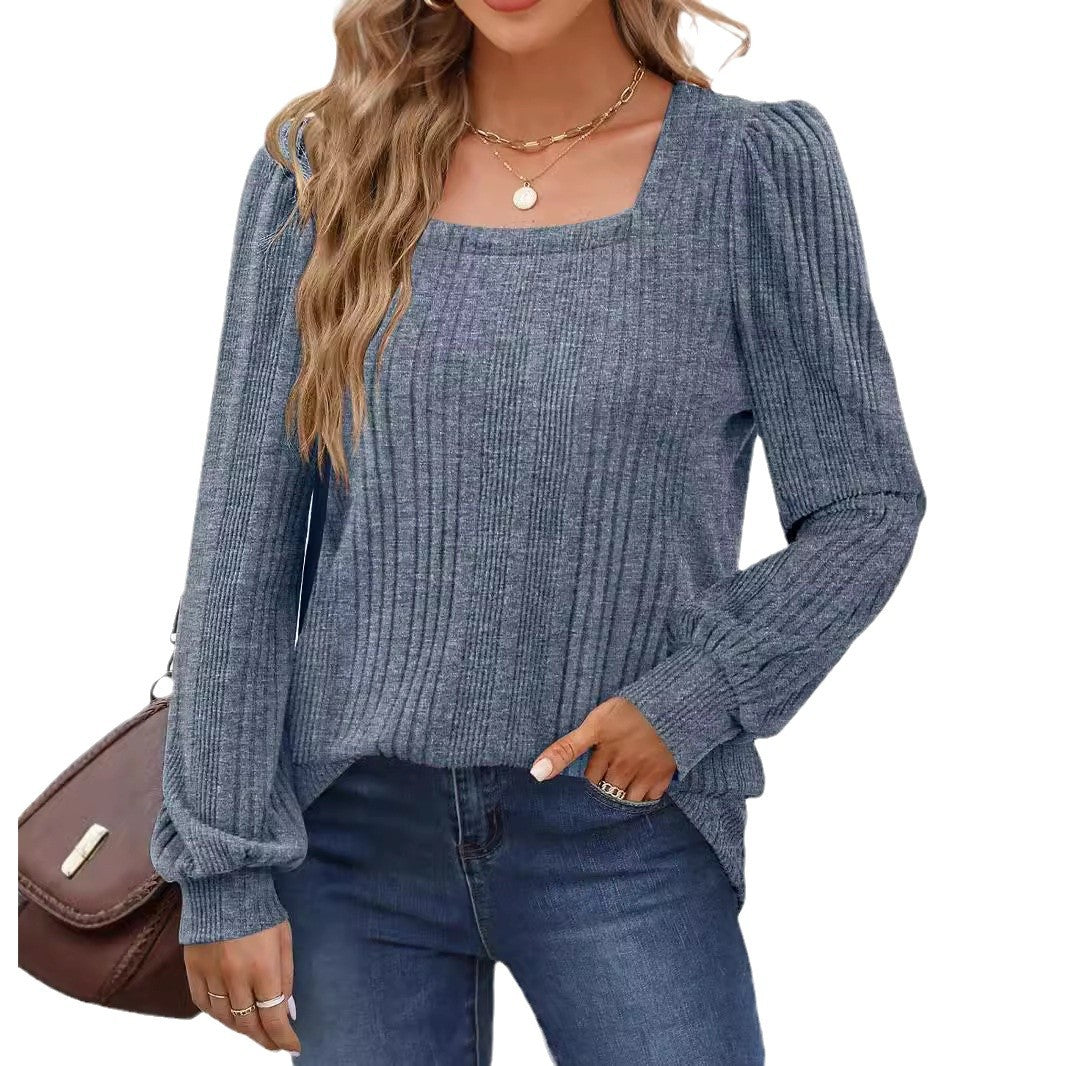 Women's Ribbed Puff Sleeve Sweater Stalluxe