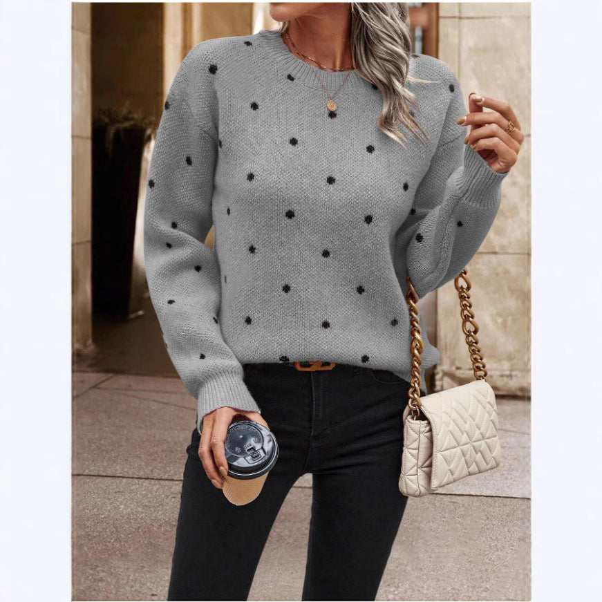 Damen kuscheliger Strickpullover mit trendigem Punktmuster Stalluxe