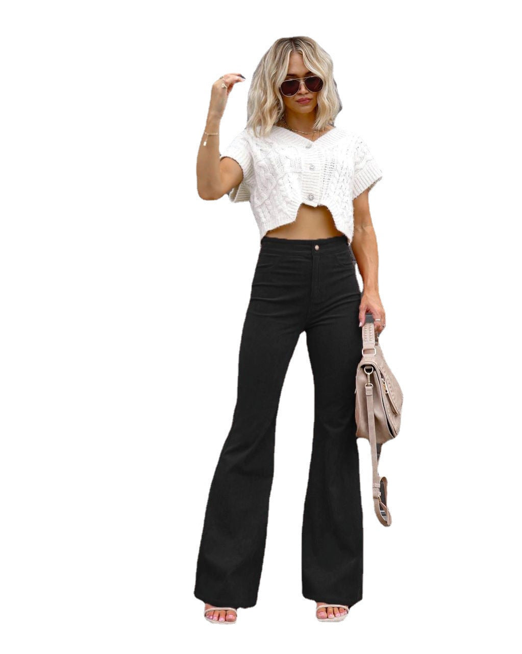 Damen Modische Hochbund-Flared-Jeans Stalluxe