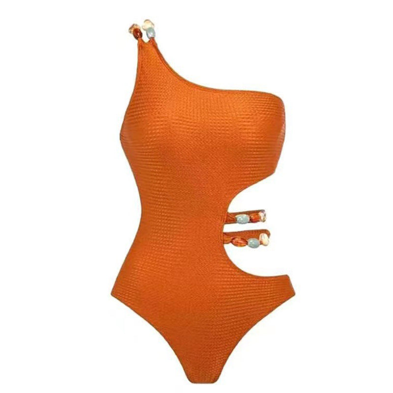 Damen Einteiler Badeanzug mit raffiniertem Cut-Out und elegantem Überrock Stalluxe