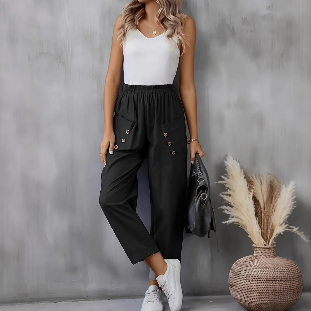 Damen stilvolle Cargo-Hose mit Knopfdetail und praktischen Taschen Stalluxe