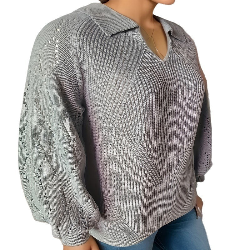 Damen Strickpullover mit eleganter Stickerei und auffälligem V-Ausschnitt Stalluxe