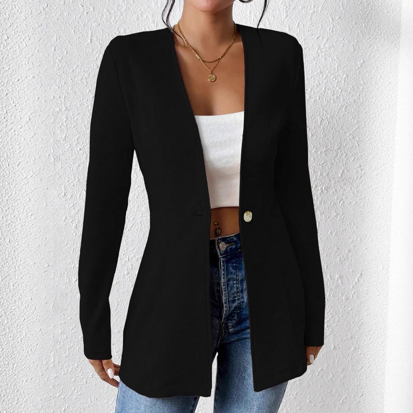Damen elegante Blazerjacke mit asymmetrischem Schnitt Stalluxe