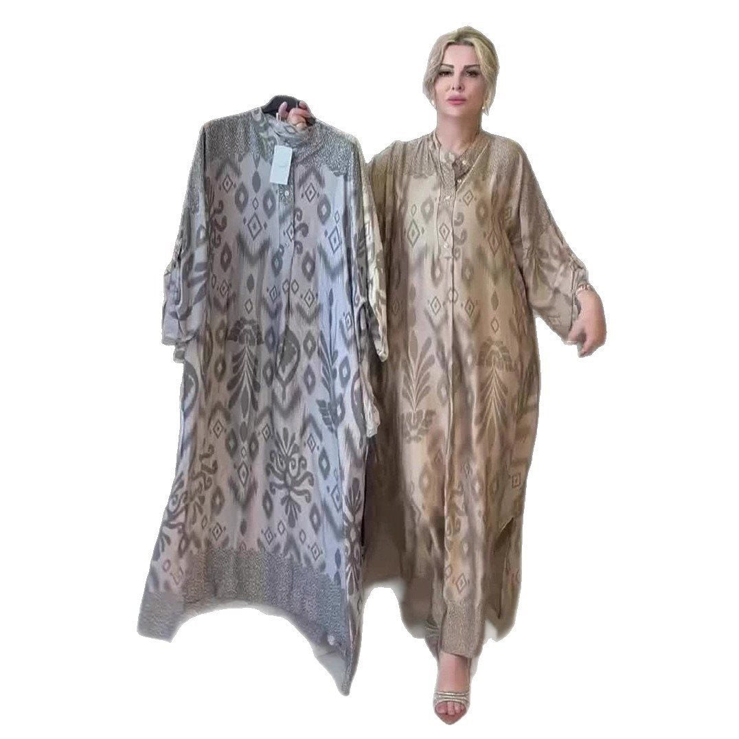 Damen Maxi-Kleid mit feinem Muster Stalluxe