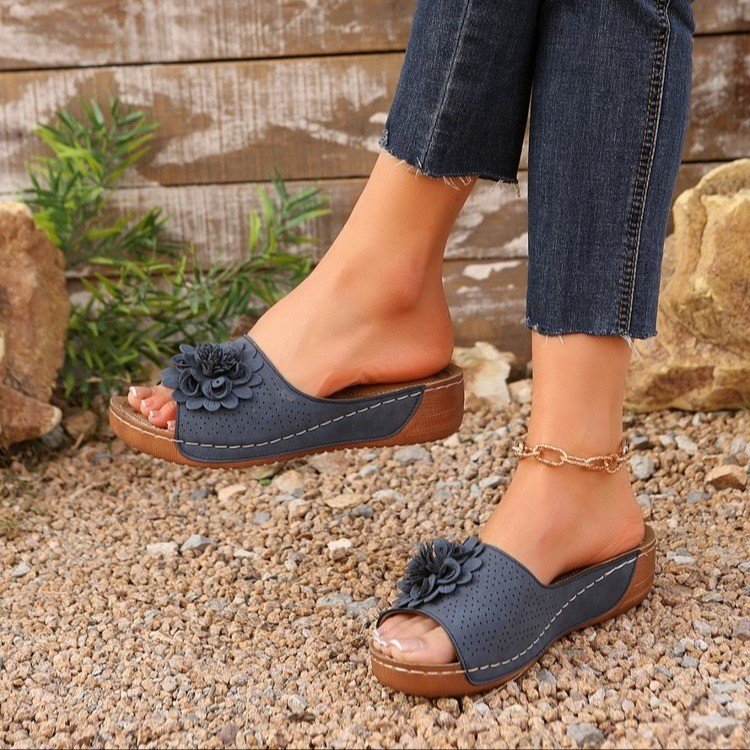 Damen modische Zehentrenner-Sandalen mit floralem Design und ergonomischem Komfort Stalluxe
